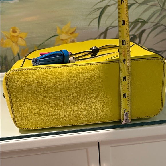 Henri Bendel West 57th Yellow Saffiano Leather Backpack with Colorful Tassels main image 4
